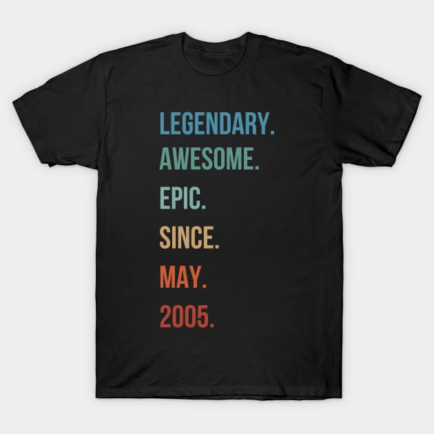 Vintage Legendary Awesome Epice Since May 2005 Birthday T-Shirt by busines_night